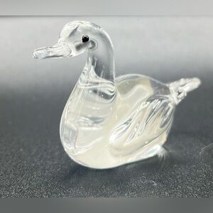 Langsam Billig Duck Figurine Hand Blown Clear‎ Glass Paper Weight 3” EUC